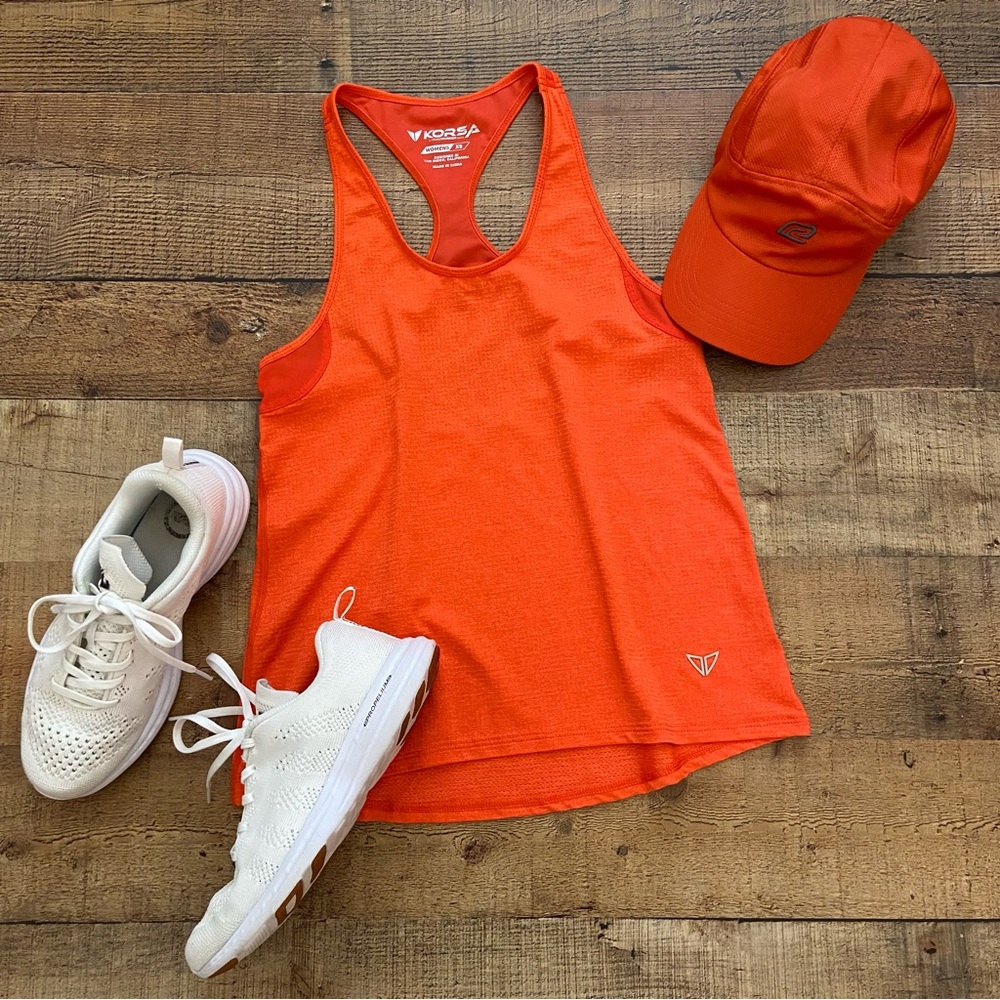 RUNNING TANK Korsa Orange Runners Racer Style Top, Athletic